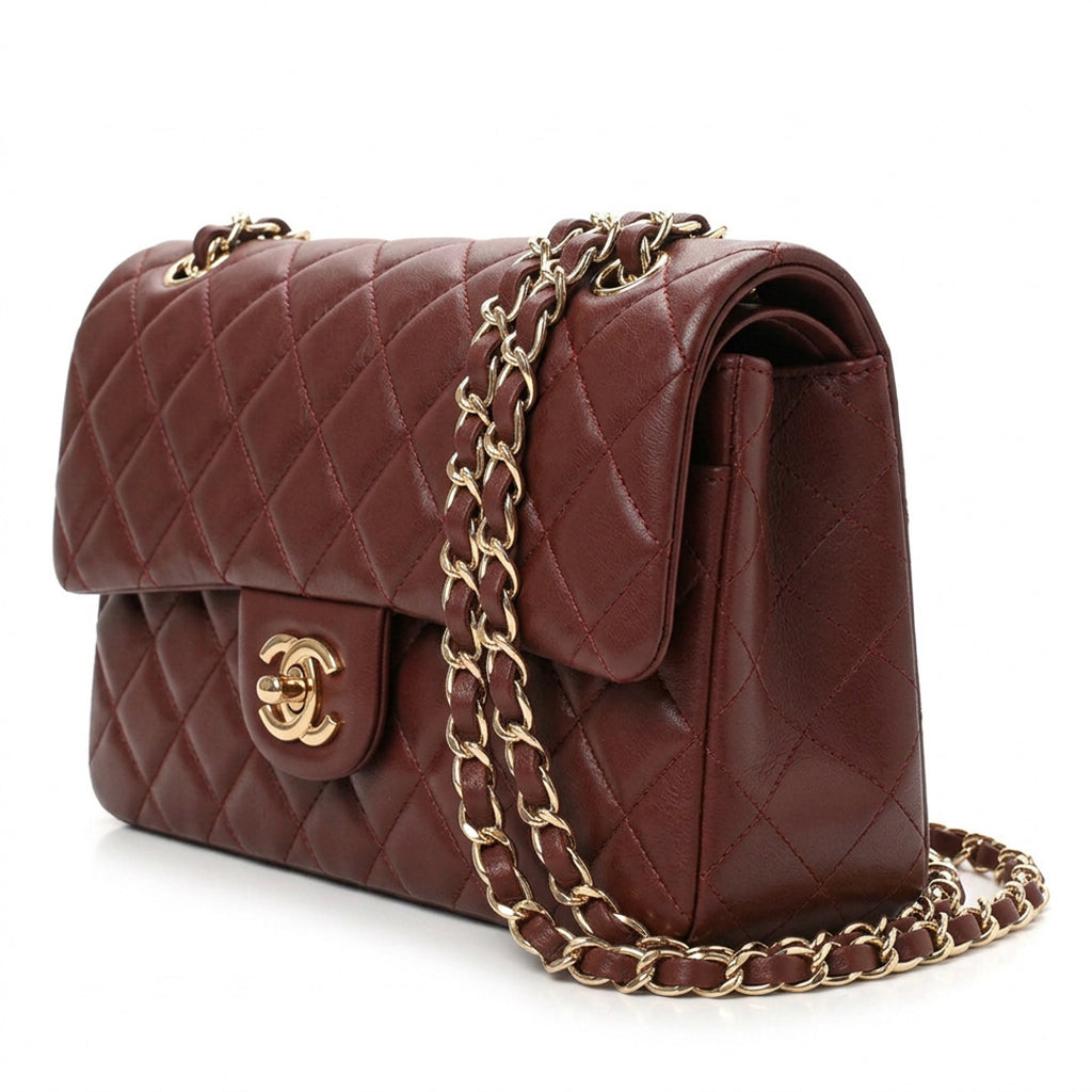 Medium Quilted Flap Bag - Dark Chocolate Brown Lambskin & Gold Hardware