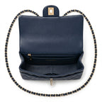Medium Quilted Flap Bag - Navy Blue Lambskin & Gold Hardware
