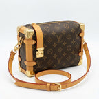 Structured Trunk Shoulder Bag - Monogram-Print Canvas & Natural Leather Trim