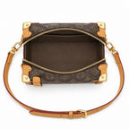 Structured Trunk Shoulder Bag - Monogram-Print Canvas & Natural Leather Trim