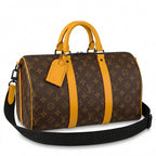 Weekender Duffle Bag 50 - Monogram-Print Canvas & Saffron Yellow Leather Trim
