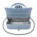 Mini Top Handle Flap Bag - Iridescent Mermaid Green Grained Leather