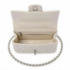 Mini Top Handle Flap Bag - Iridescent Pearl White Grained Leather
