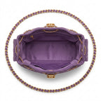 Drawstring Hobo Bag - Purple Suede & Gold Hardware