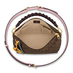 Woven-Handle Hobo Bag Medium - Monogram-Print Canvas & Pink Leather Strap