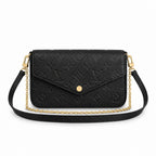 Chain Pochette Clutch - Embossed Monogram-Print Leather (Black)