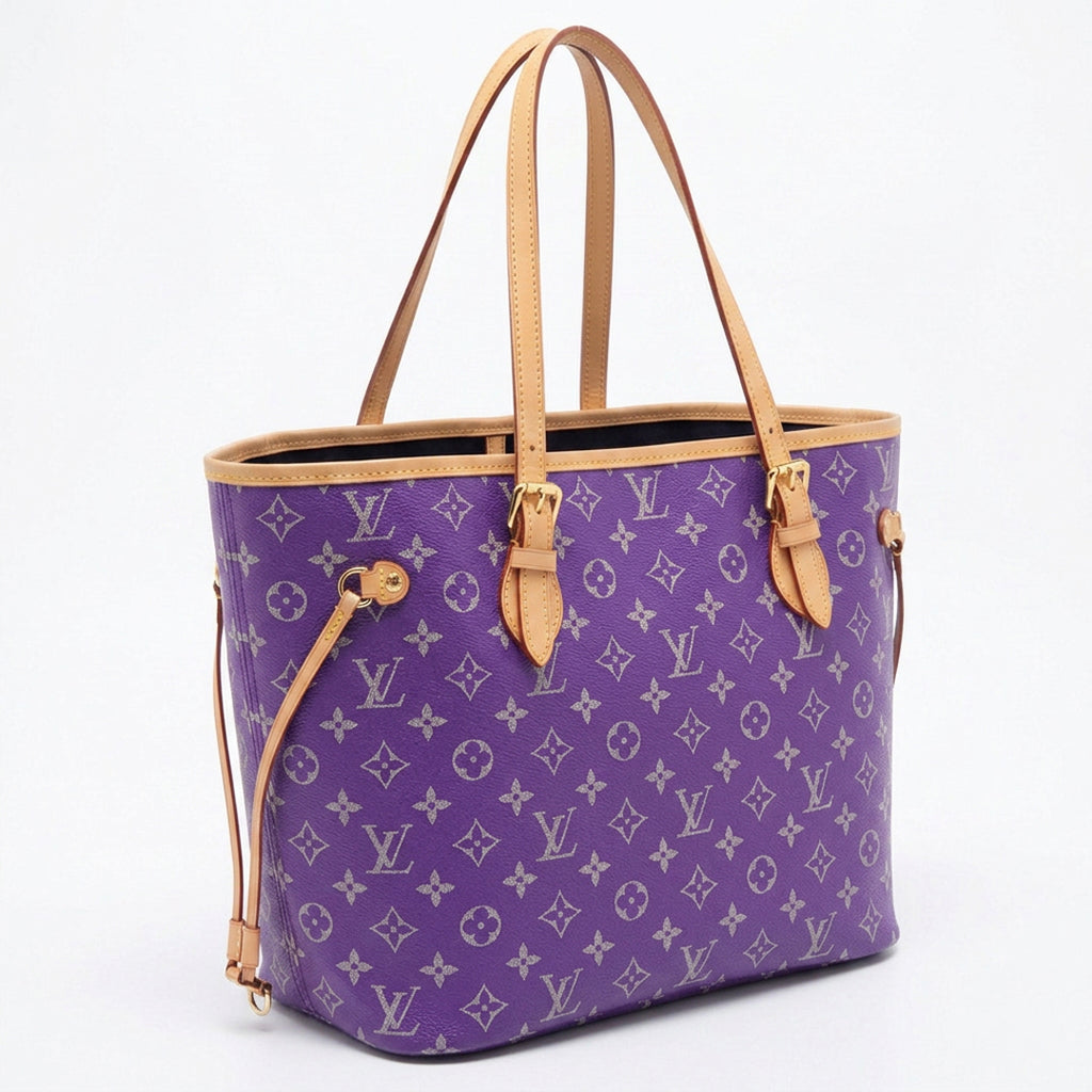 Open Shopper Tote Medium - Monogram-Print Denim (Purple)