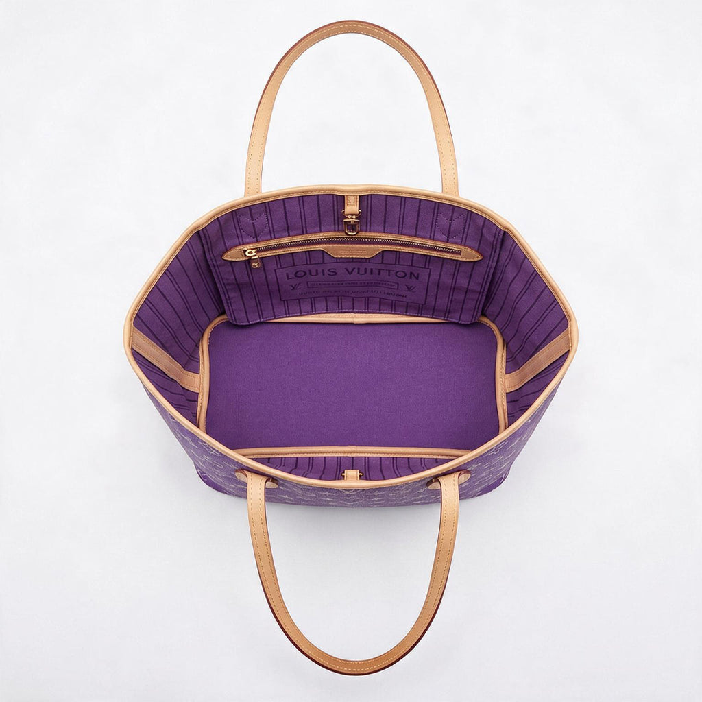Open Shopper Tote Medium - Monogram-Print Denim (Purple)