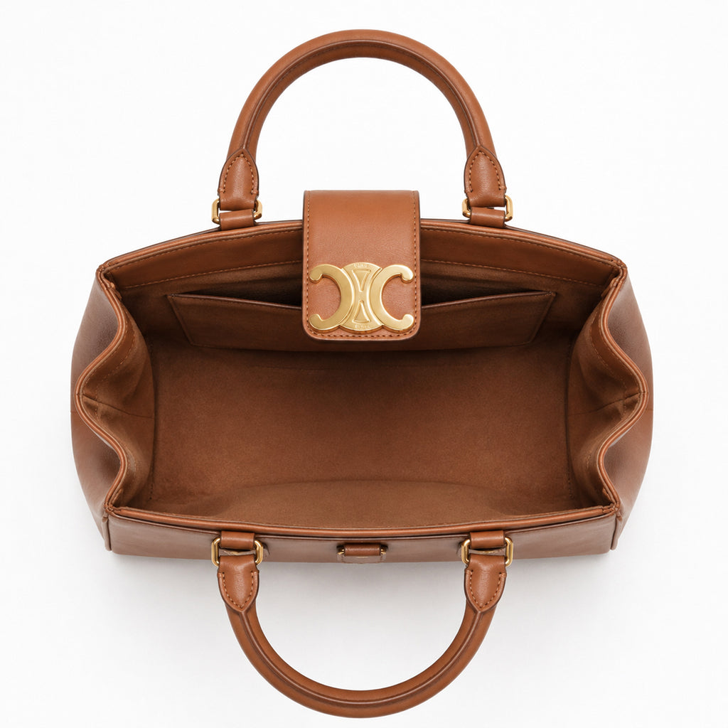 Medium Structured Shoulder Bag - Natural Supple Calfskin (Tan Brown)