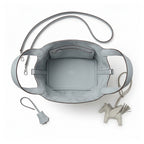 Bucket Tote 18 with Lock - Pale Blue Grained Calfskin & White Horse Charm