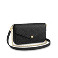 Chain Pochette Clutch - Embossed Monogram-Print Leather (Black)