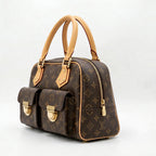 Two-Pocket Top Handle Bag - Monogram-Print Coated Canvas