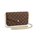 Chain Pochette Clutch - Checkered Print Coated Canvas (Ebony Brown)