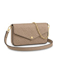 Chain Pochette Clutch - Embossed Monogram-Print Leather (Dove Beige)