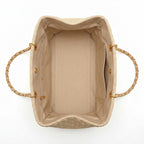 Large Straw Shopping Tote - Woven Raffia Beige & Gold Hardware