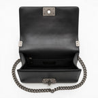Boxy Quilted Flap Bag Medium - Black Quilted Grained Leather & Ruthenium Hardware