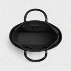 Medium Structured Cabas Tote - Black Grained Calfskin & Logo Emboss