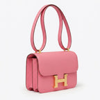 Rectangular Flap Crossbody 24 - Rose Grained Leather & Gold Clasp