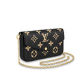 Chain Pochette Clutch - Bicolor Embossed Leather (Black / Beige)
