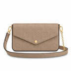 Chain Pochette Clutch - Embossed Monogram-Print Leather (Dove Beige)