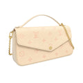 East-West Chain Pochette Clutch - Embossed Monogram-Print Leather (Pastel Pink Sunrise)