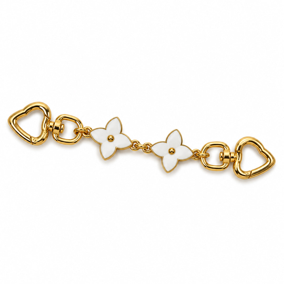 LV Floral Monogram Style Enamel Chain Extender & Bag Charm