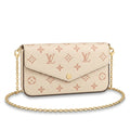 Chain Pochette Clutch - Embossed Monogram-Print Leather (Cream / Pastel Pink)