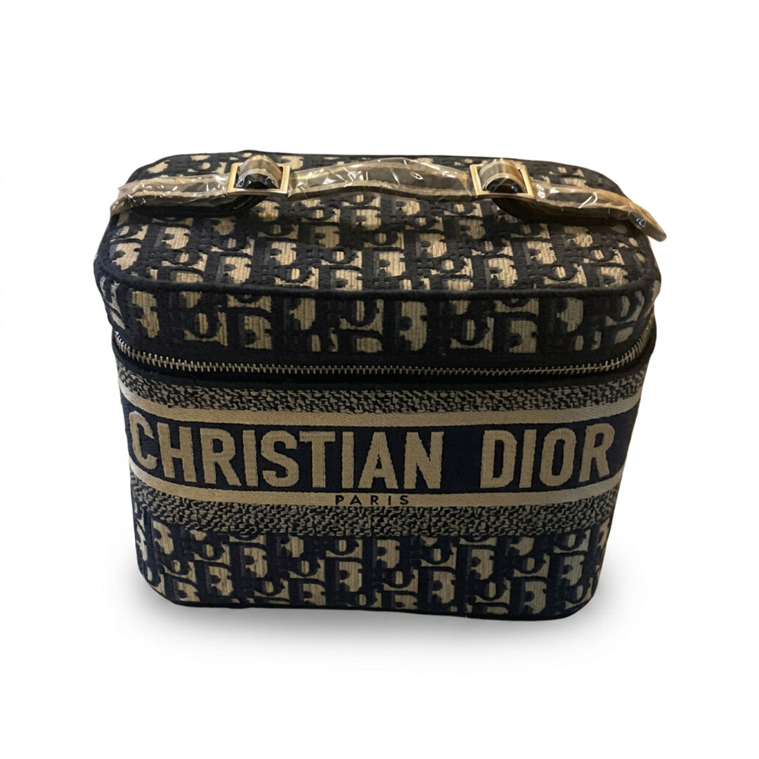 Small Vanity Case - Black & Gold Logo Jacquard Embroidery
