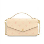 East-West Chain Pochette Clutch - Embossed Monogram-Print Leather (Pastel Pink Sunrise)