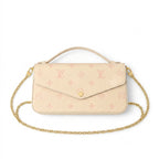East-West Chain Pochette Clutch - Embossed Monogram-Print Leather (Pastel Pink Sunrise)