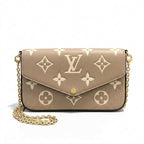 Chain Pochette Clutch - Bicolor Embossed Leather (Dove Grey / Cream)