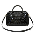 Quilted Patent Bowling Bag - Black Patent Quilted Leather