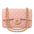 Medium Double Flap Shoulder Bag - Light Pink Lambskin & Gold Hardware
