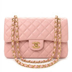 Medium Double Flap Shoulder Bag - Light Pink Lambskin & Gold Hardware