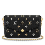 Chain Pochette Clutch - Metallic Stardust Embossed Leather (Black)