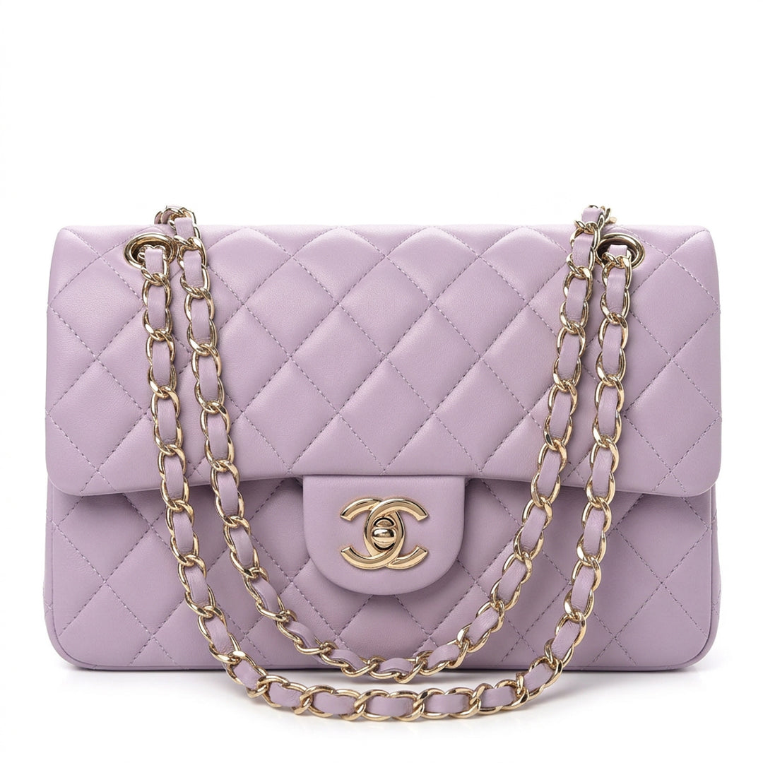 Medium Quilted Flap Bag - Light Purple Lambskin & Gold Hardware