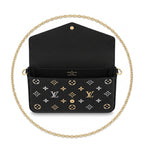 Chain Pochette Clutch - Metallic Stardust Embossed Leather (Black)