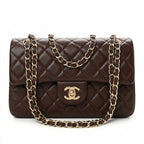 Medium Quilted Flap Bag - Dark Chocolate Brown Lambskin & Gold Hardware