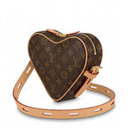 Heart-Shaped Crossbody Bag - Monogram-Print Coated Canvas
