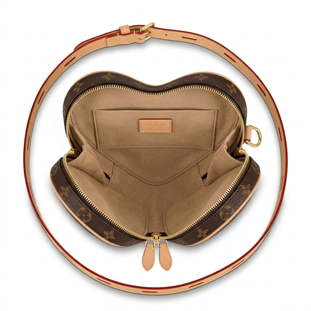Heart-Shaped Crossbody Bag - Monogram-Print Coated Canvas