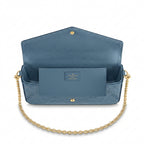 Chain Pochette Clutch - Glossy Patent Leather (Glacier Blue)