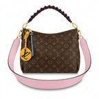 Woven-Handle Hobo Bag Medium - Monogram-Print Canvas & Pink Leather Strap
