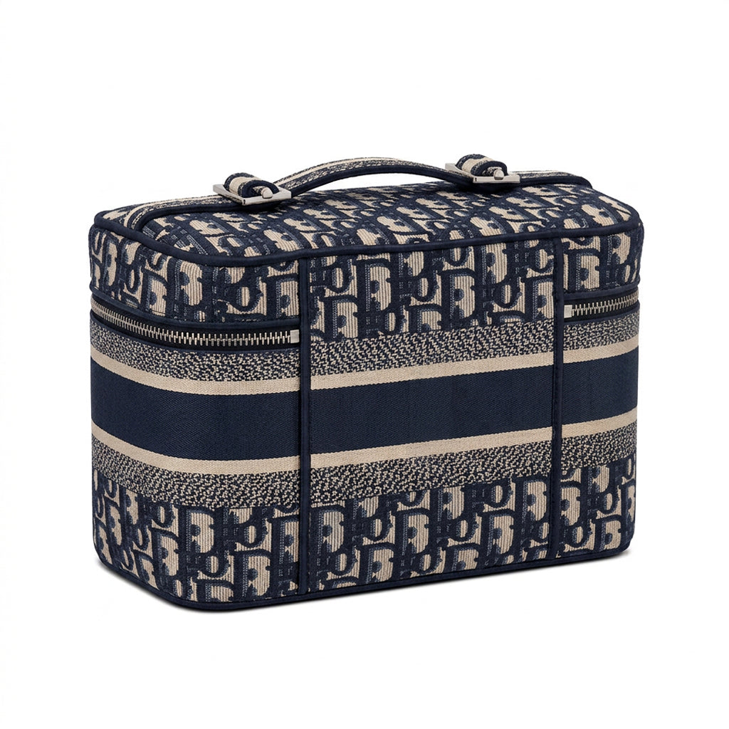 Travel Vanity Case - Blue Logo Jacquard Embroidery