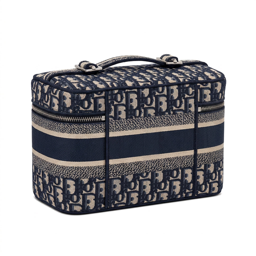 Travel Vanity Case - Blue Logo Jacquard Embroidery