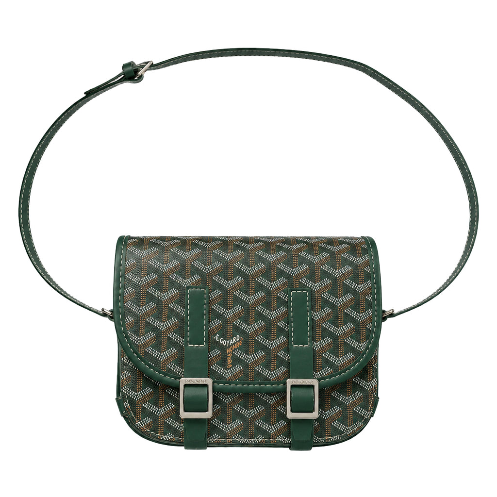 Chevron Canvas Crossbody Bag - Green Hand-Painted Chevron Canvas