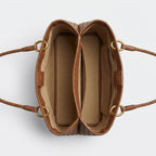 Small Woven Leather Tote - Basketweave Woven Leather (Brown)
