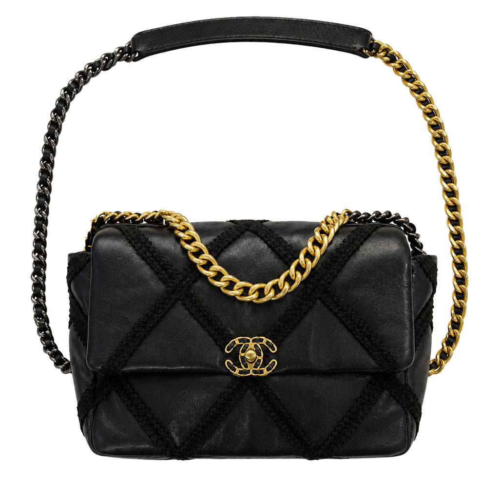 Oversized Diamond-Quilted Flap Bag - Black Lambskin & Mixed-Metal Hardware