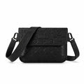 Turnlock Messenger Bag - Black Embossed Monogram-Print Leather