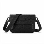 Turnlock Messenger Bag - Black Embossed Monogram-Print Leather