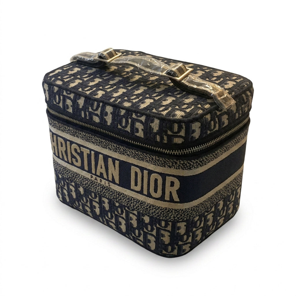 Small Vanity Case - Black & Gold Logo Jacquard Embroidery
